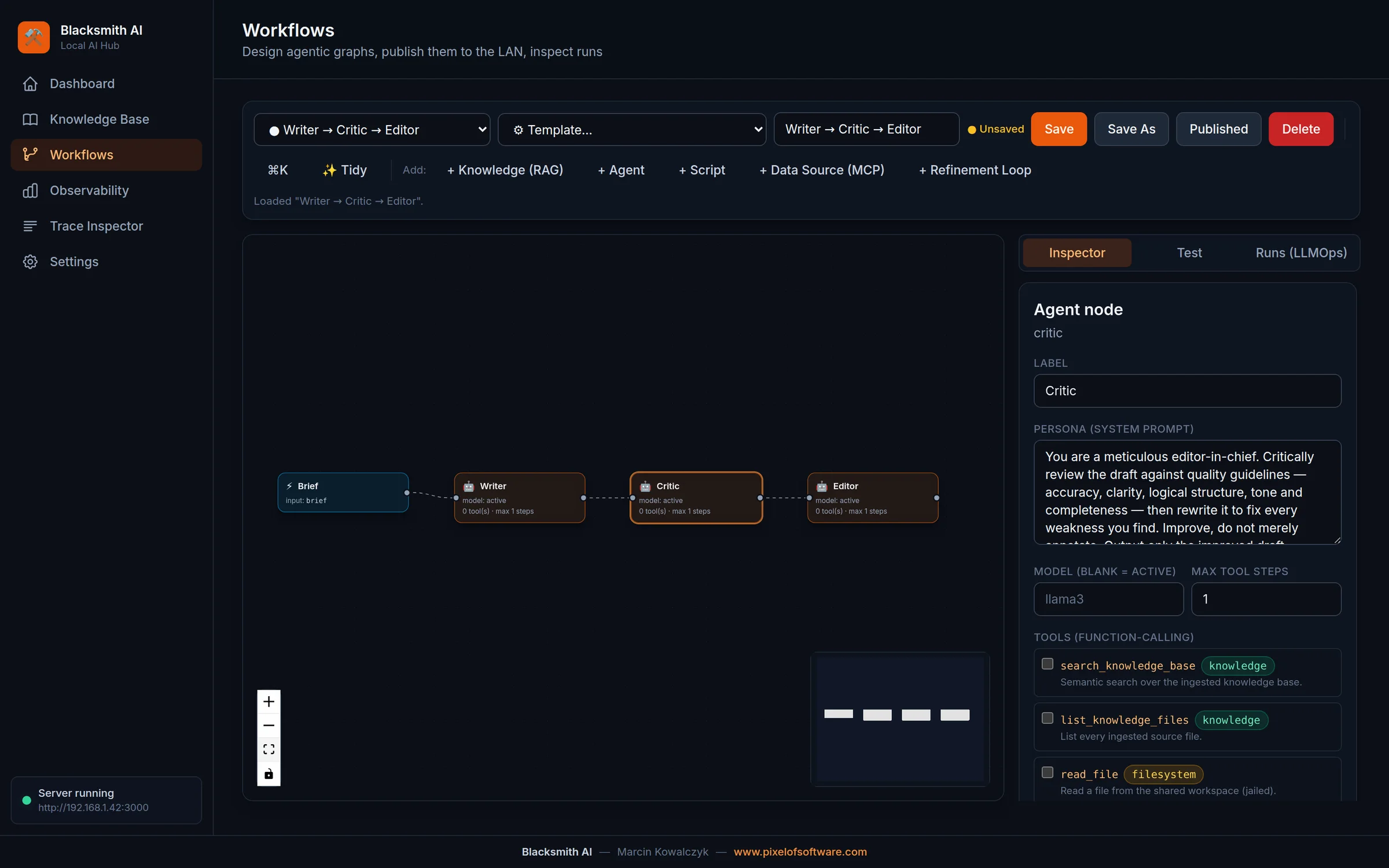 Blacksmith AI — Projektant workflow